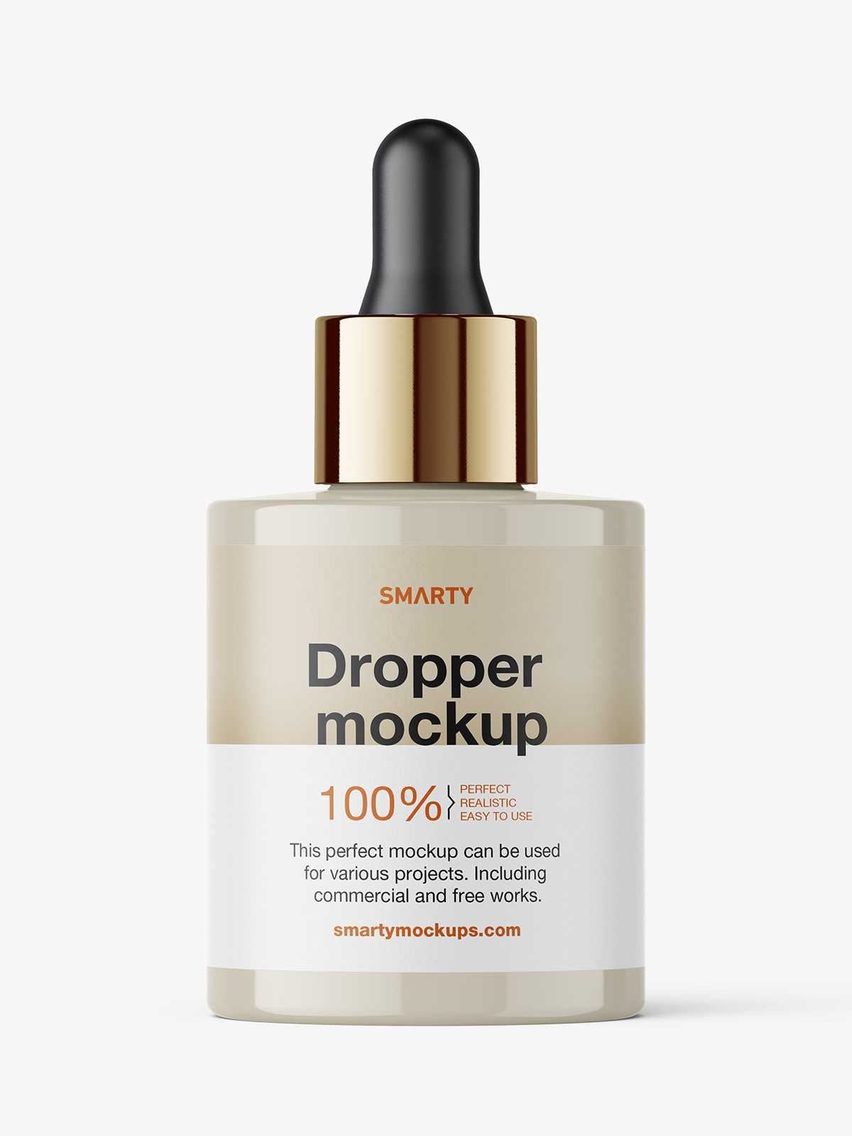 Thick bottle with dropper mockup / glossy