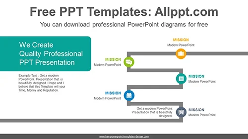 Thick line flow PowerPoint Diagram Template