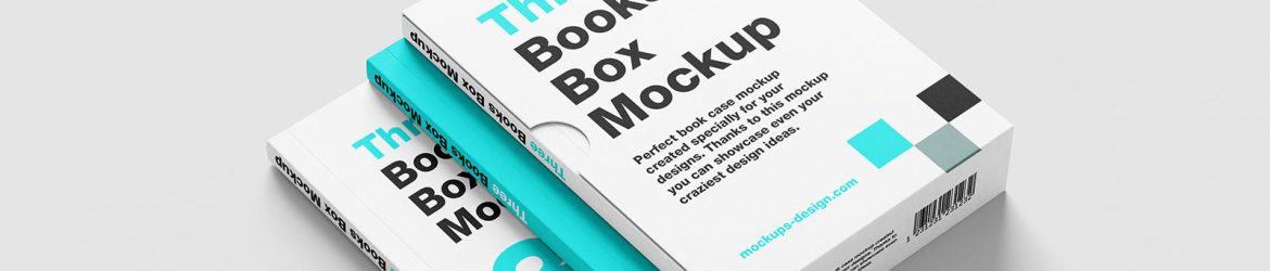 Three books box mockup