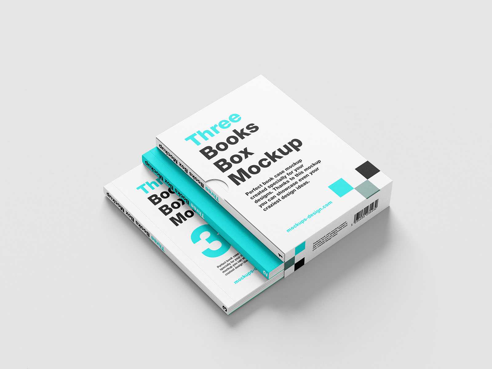 Three books box mockup
