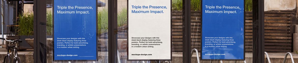 Three framed posters mockup