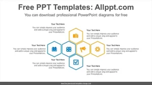 Three hexagon symmetric PowerPoint Diagram Template