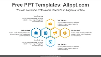 Three hexagon symmetric PowerPoint Diagram Template