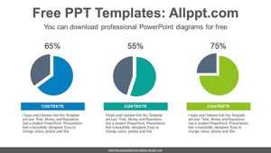 Three Pie Chart PowerPoint Diagram