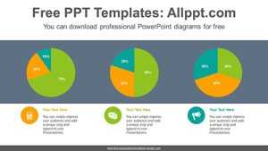 Three Pie Charts PowerPoint Diagram