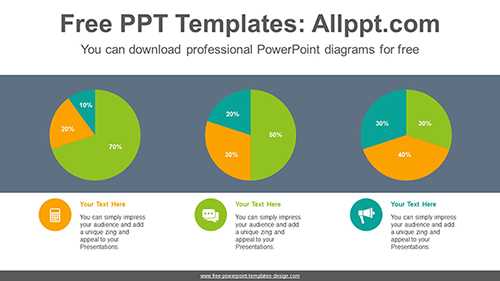 Three Pie Charts PowerPoint Diagram