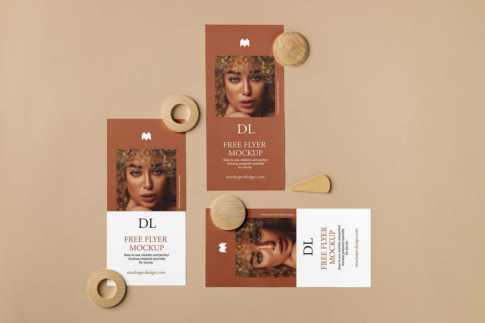 Three single DL flyers mockup
