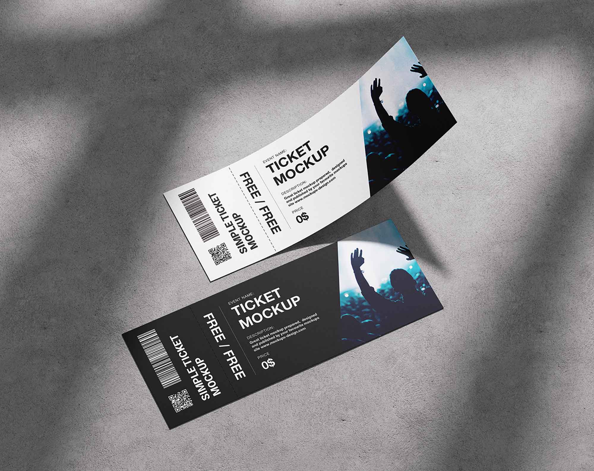 Tickets on Concrete Mockup