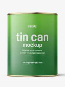 Tin can with label mockup / 1062 ml