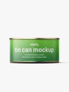Tin can with label mockup / 185g