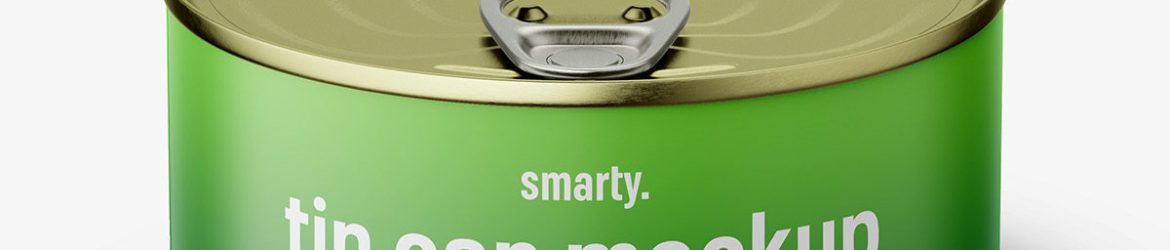 Tin can with label mockup / 185g / top view