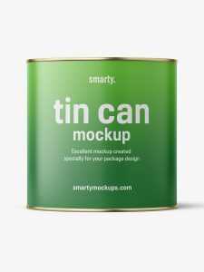 Tin can with label mockup / 2650 ml