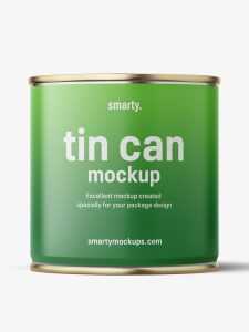 Tin can with label mockup / 425 ml