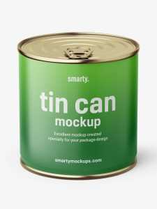 Tin can with label mockup / 425 ml / Top view