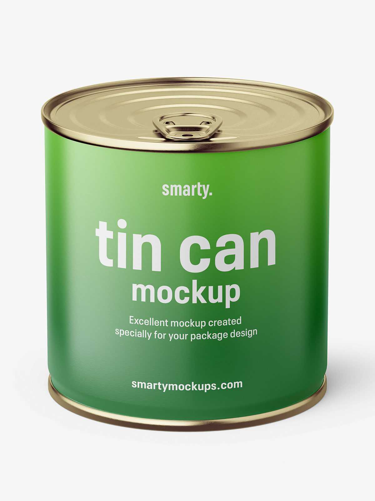 Tin can with label mockup / 425 ml / Top view