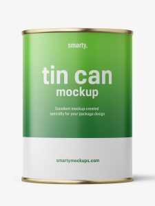 Tin can with label mockup / 580 ml