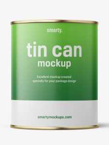 Tin can with label mockup / 850 ml
