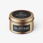 Top view candle in tin jar mockup