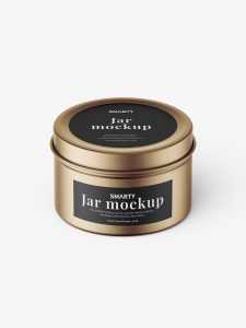 Top view candle in tin jar mockup