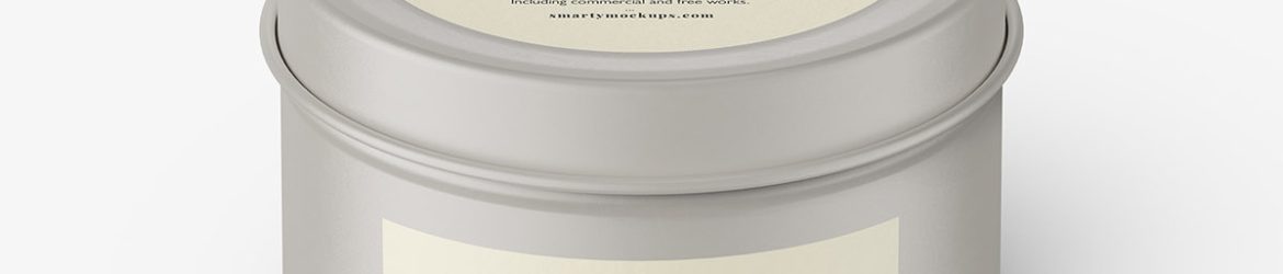 Top view candle in tin jar mockup