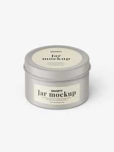 Top view candle in tin jar mockup