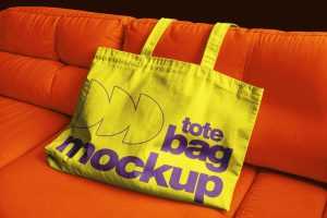 Tote Bag on Sofa Mockup