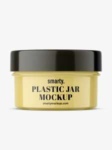 Transaparent jar filled with cream mockup