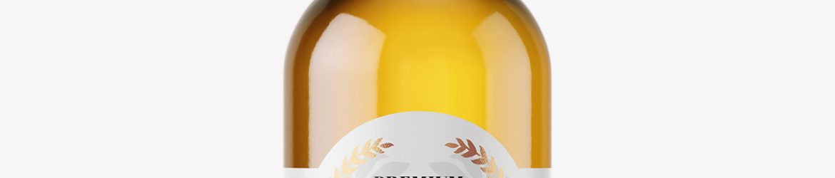 Transparent beer bottle mockup