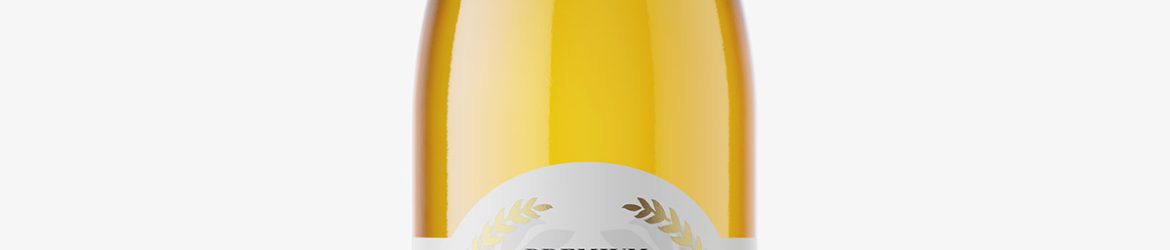 Transparent beer bottle mockup