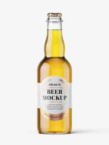 Transparent beer bottle mockup