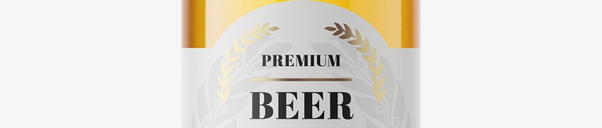 Transparent beer bottle mockup