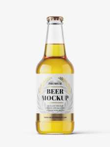 Transparent beer bottle mockup / 330 ml