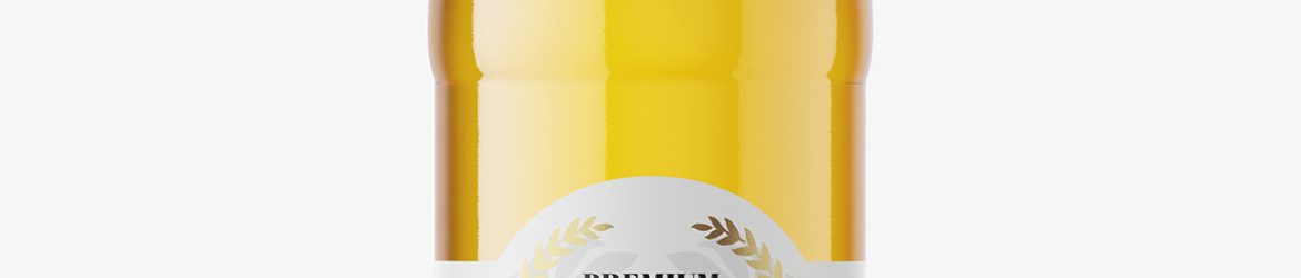 Transparent beer bottle mockup