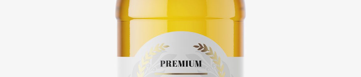 Transparent beer bottle mockup