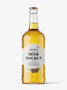 Transparent beer bottle mockup