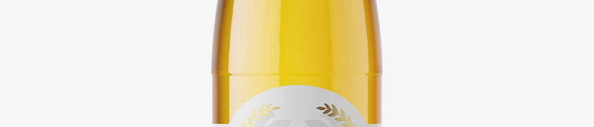 Transparent beer bottle mockup