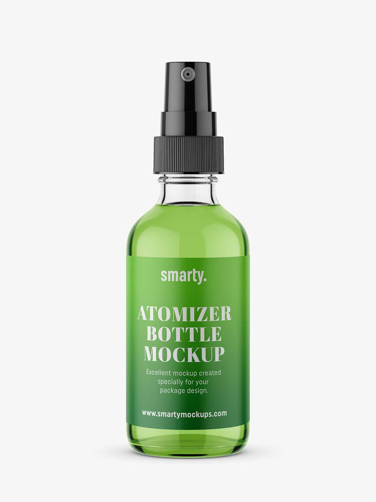 Transparent bottle with atomizer mockup