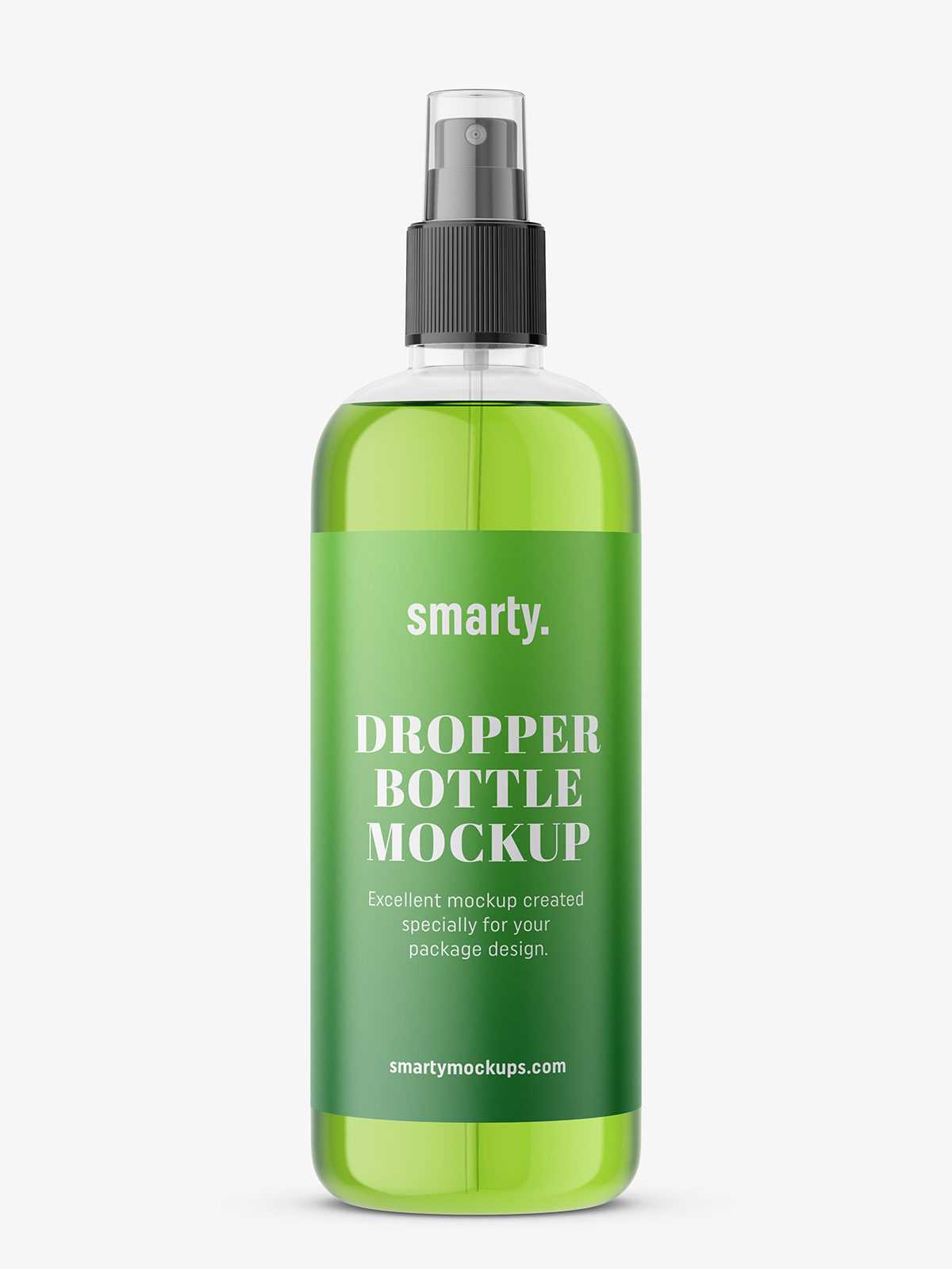 Transparent bottle with atomizer mockup