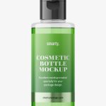 Transparent bottle with flip top mockup / 100 ml