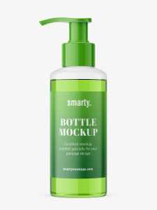 Transparent bottle with pump mockup