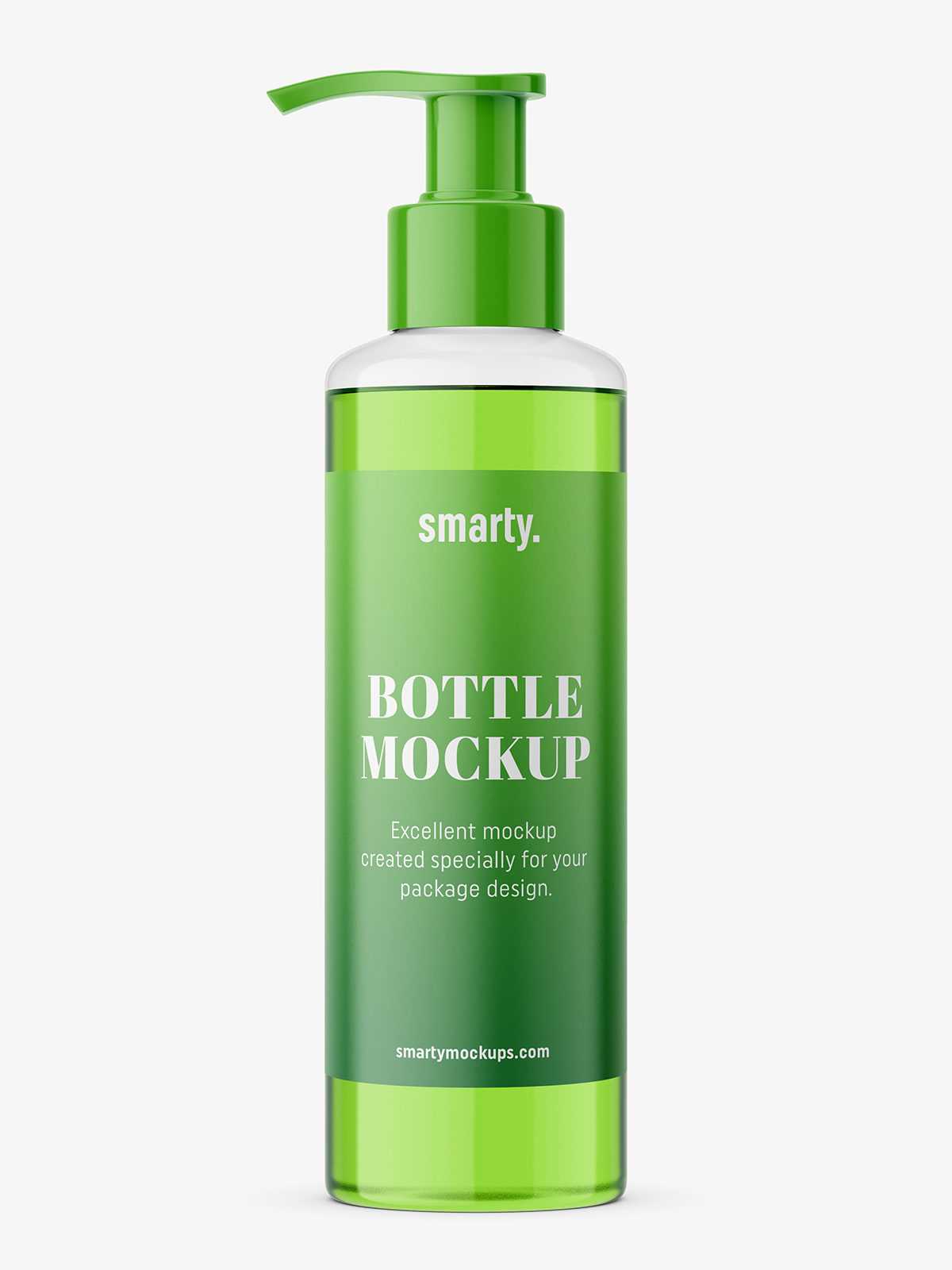 Transparent bottle with pump mockup