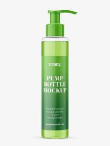 Transparent bottle with pump mockup