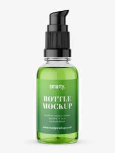 Transparent bottle with pump mockup