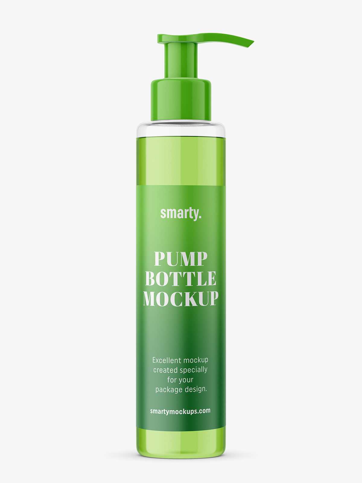 Transparent bottle with pump mockup