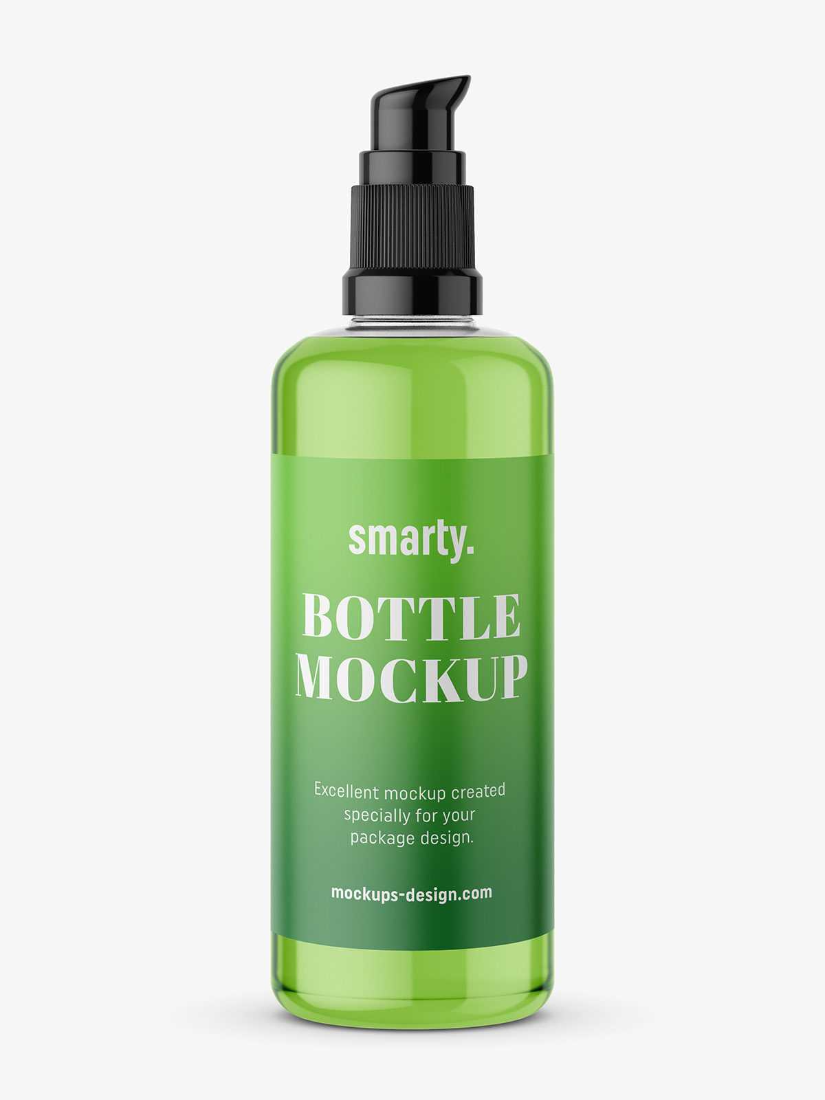Transparent bottle with push spray mockup