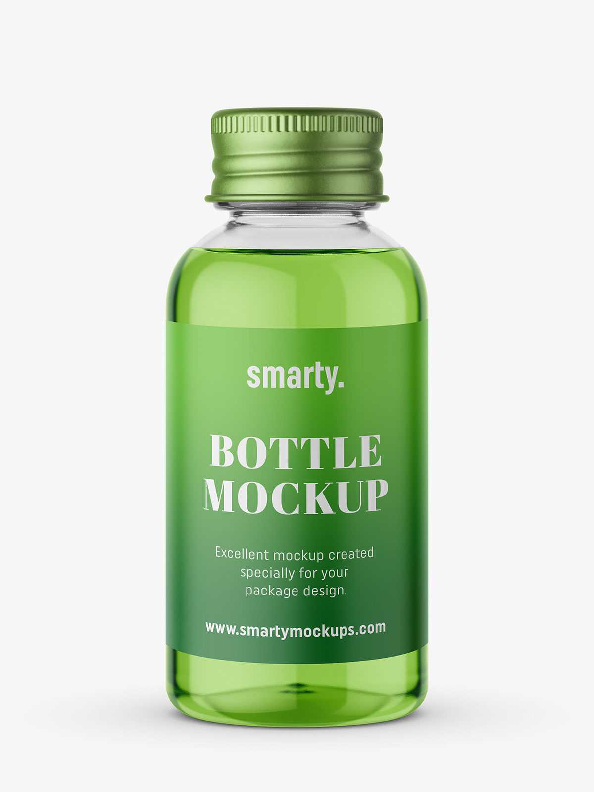 Transparent bottle with silver cap mockup
