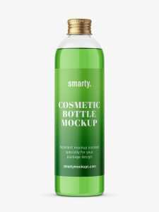 Transparent bottle with silver cap mockup