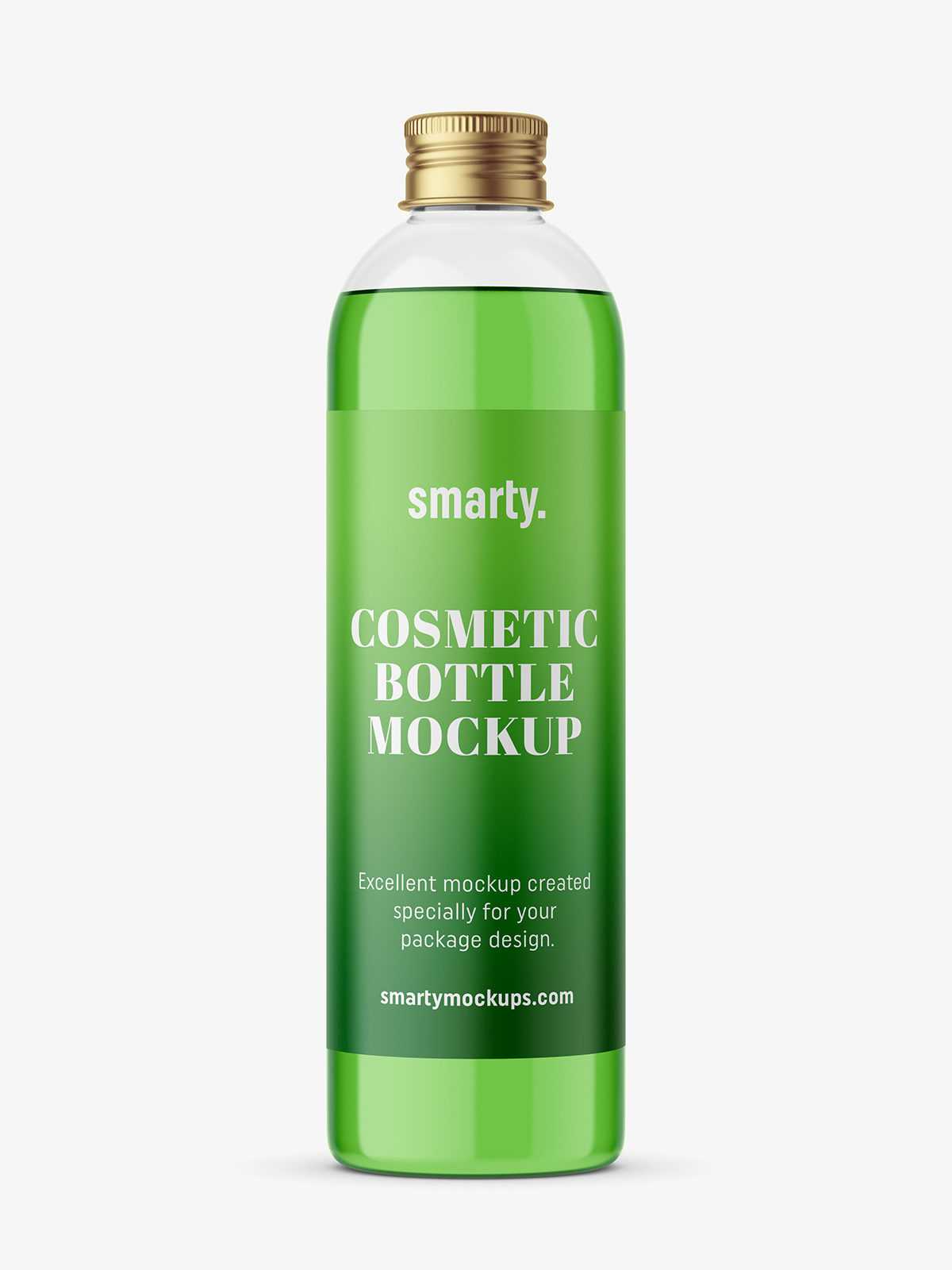 Transparent bottle with silver cap mockup