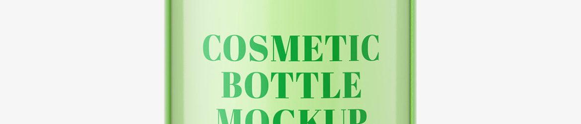 Transparent cosmetic bottle mockup