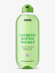 Transparent cosmetic bottle mockup